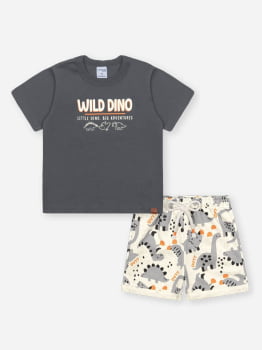 CONJUNTO INFANTIL DIVERTTO CAMISETA ESTAMPA DINO E BERMUDA EM COTTON LINHO - 16255 CONJUNTO INFANTIL DIVERTTO CAMISETA ESTAMPA DINO E BERMUDA EM COTTON LINHO - 16255