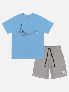 CONJUNTO INFANTIL DIVERTTO CAMISETA ESTAMPA FAROL E BERMUDA - 17768