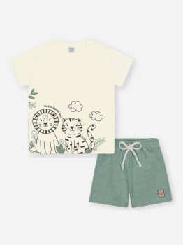 CONJUNTO INFANTIL DIVERTTO CAMISETA ESTAMPA SAFARI E BERMUDA EM MOLETOM - 16300 CONJUNTO INFANTIL DIVERTTO CAMISETA ESTAMPA SAFARI E BERMUDA EM MOLETOM - 16300