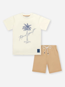 CONJUNTO INFANTIL DIVERTTO CAMISETA ESTAMPADA E BERMUDA EM MOLETINHO - 27138