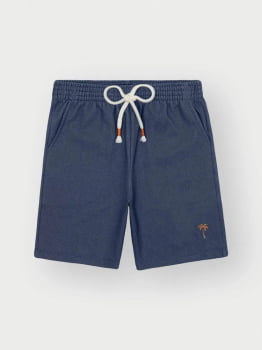 CONJUNTO INFANTIL DIVERTTO CAMISETA ISLAND TEXTURIZADA E BERMUDA EM MOLECOTTON DENIM - 27047