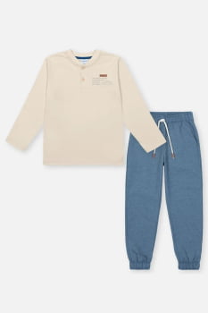 CONJUNTO INFANTIL DIVERTTO CAMISETA MANGA LONGA E CALÇA MOUNTAINS DUNA - 17873