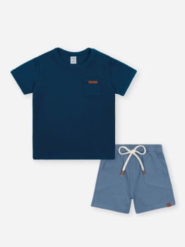 CONJUNTO INFANTIL DIVERTTO CAMISETA TEXTURIZADA E BERMUDA EM JEANS MEDIO - 16298 CONJUNTO INFANTIL DIVERTTO CAMISETA TEXTURIZADA E BERMUDA EM JEANS MEDIO - 16298