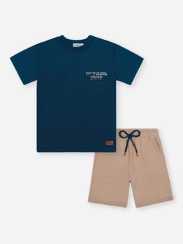 CONJUNTO INFANTIL DIVERTTO CAMISETA TEXTURIZADA E BERMUDA EM MOLETINHO - 27131