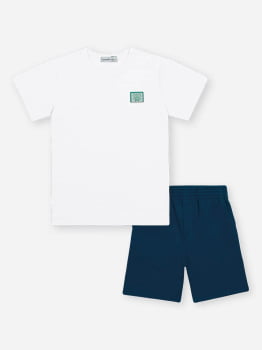 CONJUNTO INFANTIL DIVERTTO CAMISETA TEXTURIZADA E BERMUDA EM MOLETOM - 27145