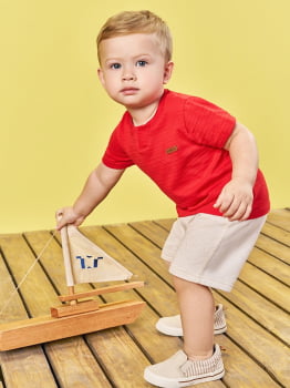 CONJUNTO INFANTIL DIVERTTO CAMSETA TEXTURIZADA E BERMUDA EM MOLETOM LINHO - 16297 CONJUNTO INFANTIL DIVERTTO CAMSETA TEXTURIZADA E BERMUDA EM MOLETOM LINHO - 16297