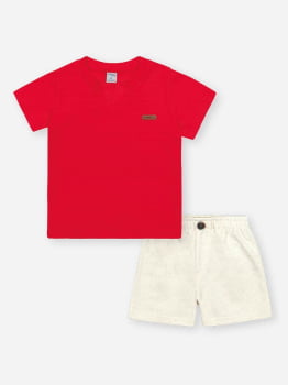 CONJUNTO INFANTIL DIVERTTO CAMSETA TEXTURIZADA E BERMUDA EM MOLETOM LINHO - 16297 CONJUNTO INFANTIL DIVERTTO CAMSETA TEXTURIZADA E BERMUDA EM MOLETOM LINHO - 16297