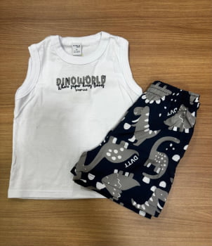 CONJUNTO INFANTIL DIVERTTO REGATA E SHORT ESTAMPA DINO - 16260 CONJUNTO INFANTIL DIVERTTO REGATA E SHORT ESTAMPA DINO - 16260