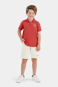 CONJUNTO INFANTIL ELIAN CAMISA POLO COM ESTAMPA E BERMUDA EM MOLETOM - 241315