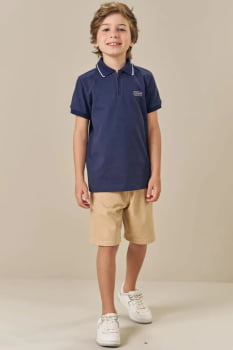 CONJUNTO INFANTIL LUC.BOO CAMISA POLO EM PIQUET COM ELASTANO E BERMUDA EM COTTON JEANS - 85274