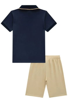 CONJUNTO INFANTIL LUC.BOO CAMISA POLO EM PIQUET COM ELASTANO E BERMUDA EM COTTON JEANS - 85274