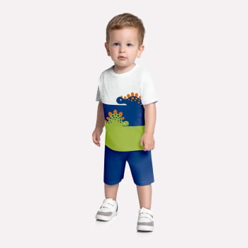 CONJUNTO INFANTIL KYLY CAMISETA E BERMUDA ESTAMPA DINOSSAURO - 1000949