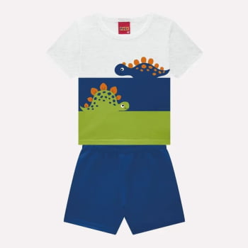CONJUNTO INFANTIL KYLY CAMISETA E BERMUDA ESTAMPA DINOSSAURO - 1000949
