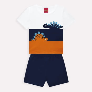 CONJUNTO INFANTIL KYLY CAMISETA E BERMUDA ESTAMPA DINOSSAURO - 1000949