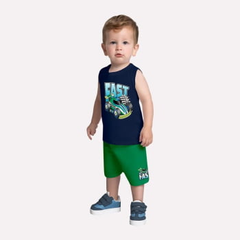 CONJUNTO INFANTIL KYLY REGATA ESTAMPA  E BERMUDA ESTAMPA FAST - 1000945