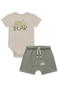 CONJUNTO INFANTIL LUC.BOO BODY EM RIBANA E BERMUDA EM MESCLADO BICOLOR COM ELASTANO - 75568