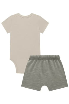 CONJUNTO INFANTIL LUC.BOO BODY EM RIBANA E BERMUDA EM MESCLADO BICOLOR COM ELASTANO - 75568