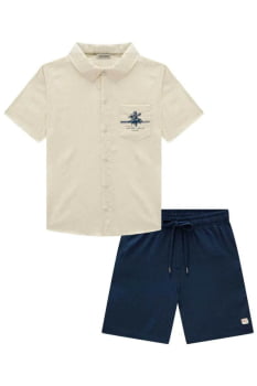 CONJUNTO INFANTIL LUC.BOO CAMISA EM LINHO DELUXE E BERMUDA EM SARJA LINHO COM ELASTANO - 77103