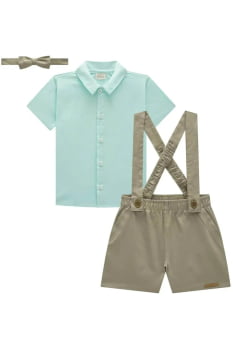 CONJUNTO INFANTIL LUC.BOO CAMISA EM TRICOLINE MÔNACO COM ELASTANO E BERMUDA EM SARJA - 83991