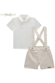 CONJUNTO INFANTIL LUC.BOO CAMISA EM TRICOLINE MÔNACO COM ELASTANO E BERMUDA EM SARJA - 83991