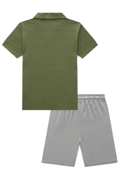 CONJUNTO INFANTIL LUC.BOO CAMISA POLO EM MALHA TEXTURA E BERMUDA EM LINHO COM ELASTANO - 77069