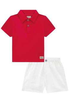 CONJUNTO INFANTIL LUC. BOO CAMISA POLO EM PIQUET E BERMUDA EM SARJA ONIX COM ELASTANO - 78549