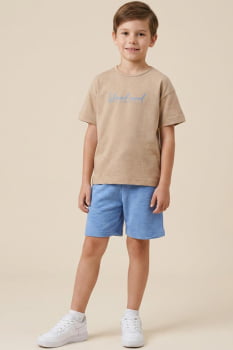 CONJUNTO INFANTIL LUC.BOO CAMISETA EM COTTON E BERMUDA EM MESCLADO BICOLOR - 22681
