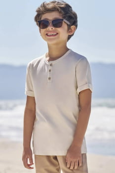 CONJUNTO INFANTIL LUC.BOO CAMISETA EM MEIA MALHA E BERMUDA EM MESCLADO BICOLOR - 83396