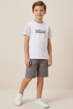 CONJUNTO INFANTIL LUC.BOO CAMISETA EM MEIA MALHA E BERMUDA EM NYLON - 97381