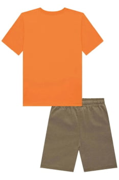 CONJUNTO INFANTIL LUC.BOO CAMISETA EM MEIA MALHA E BERMUDA EM SARJA MELANGE COM ELASTANO SUPER POWER - 77658