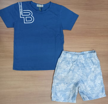 CONJUNTO INFANTIL LUC.BOO CAMISETA EM MEIA MALHA E BERMUDA EM TECIDO SARJADO - 97284