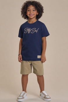 CONJUNTO INFANTIL LUC.BOO CAMISETA EM PIQUET E BERMUDA EM LINHO SANTORINE - 17801