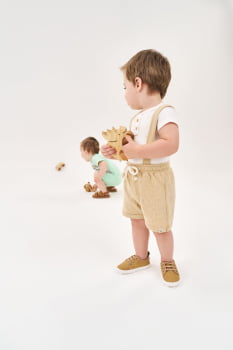 CONJUNTO INFANTIL MENINO DIVERTTO BABY BODY ESTAMPADO E BERMUDA COM SUSPENSÓRIO - 16116