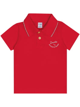 CONJUNTO INFANTIL MENINO DIVERTTO BABY CAMISA POLO VERMELHA E BERMUDA LISTRADA - 16128