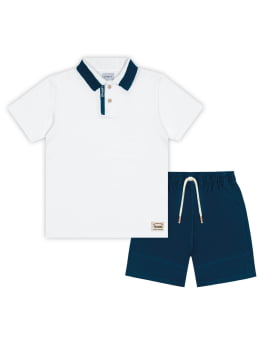 CONJUNTO INFANTIL MENINO DIVERTTO CAMISA POLO E BERMUDA EM SARJA - 17712