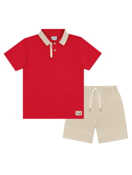 CONJUNTO INFANTIL MENINO DIVERTTO CAMISA POLO E BERMUDA EM SARJA - 17712