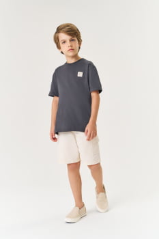 CONJUNTO INFANTIL MENINO DIVERTTO CAMISETA COM ESTAMPA NAS COSTAS E BERMUDA EM MOLETOM LINHO - 17689