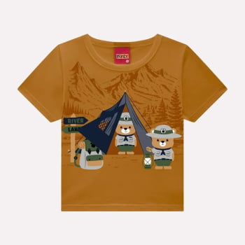 CONJUNTO INFANTIL MENINO KYLY CAMISETA E BERMUDA COM ESTAMPA INTERATIVA DE ACAMPAMENTO - 1000950