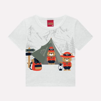 CONJUNTO INFANTIL MENINO KYLY CAMISETA E BERMUDA COM ESTAMPA INTERATIVA DE ACAMPAMENTO - 1000950