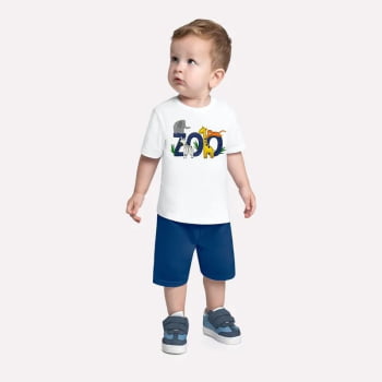 CONJUNTO INFANTIL MENINO KYLY CAMISETA E BERMUDA EM MOLETOM - 1000951