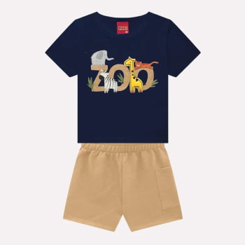 CONJUNTO INFANTIL MENINO KYLY CAMISETA E BERMUDA EM MOLETOM - 1000951