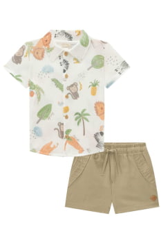 CONJUNTO INFANTIL MENINO LUC BOO CAMISA EM MALHA WAVE E BERMUDA EM LINHO PANAMÁ COM ELASTANO - 75571