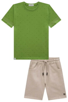 CONJUNTO INFANTIL MENINO LUC.BOO CAMISA EM MEIA MALHA E BERMUDA EM ECO STRETCH COM ELASTANO - 74715