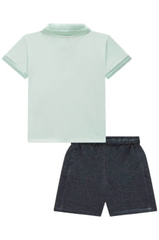 CONJUNTO INFANTIL MENINO LUC. BOO CAMISA POLO EM PIQUET COM ELASTANO E BERMUDA EM COTTON JEANS - 75214