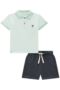 CONJUNTO INFANTIL MENINO LUC. BOO CAMISA POLO EM PIQUET COM ELASTANO E BERMUDA EM COTTON JEANS - 75214