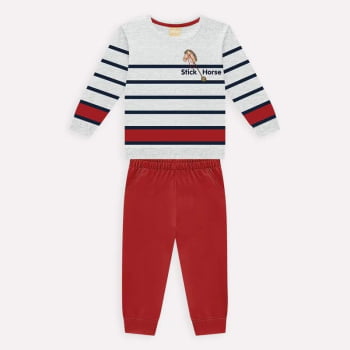 CONJUNTO INFANTIL MENINO MILON CASACO LISTRADO E CALÇA EM MOLETOM - 2000811