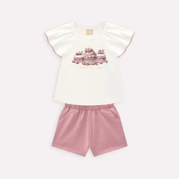 CONJUNTO INFANTIL MILON BLUSA ESTAMPA DOCES E SHORT EM MOLETINHO - 2000954