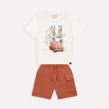 CONJUNTO INFANTIL MILON CAMISETA ESTAMPA CARRO E BERMUDA EM MOLETINHO - 2000973