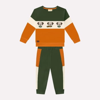 CONJUNTO INFANTIL MILON CASACO COM BORDADO E CALÇA EM MOLETOM - 2000815