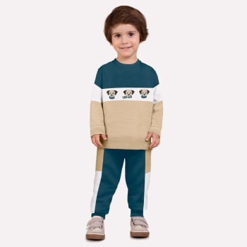 CONJUNTO INFANTIL MILON CASACO COM BORDADO E CALÇA EM MOLETOM - 2000815
